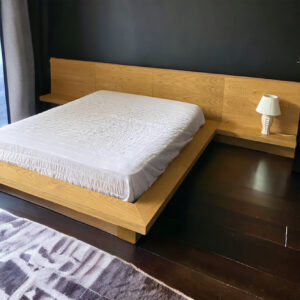 Camera da letto letto matrimoniale legno di rovere comodini integrati