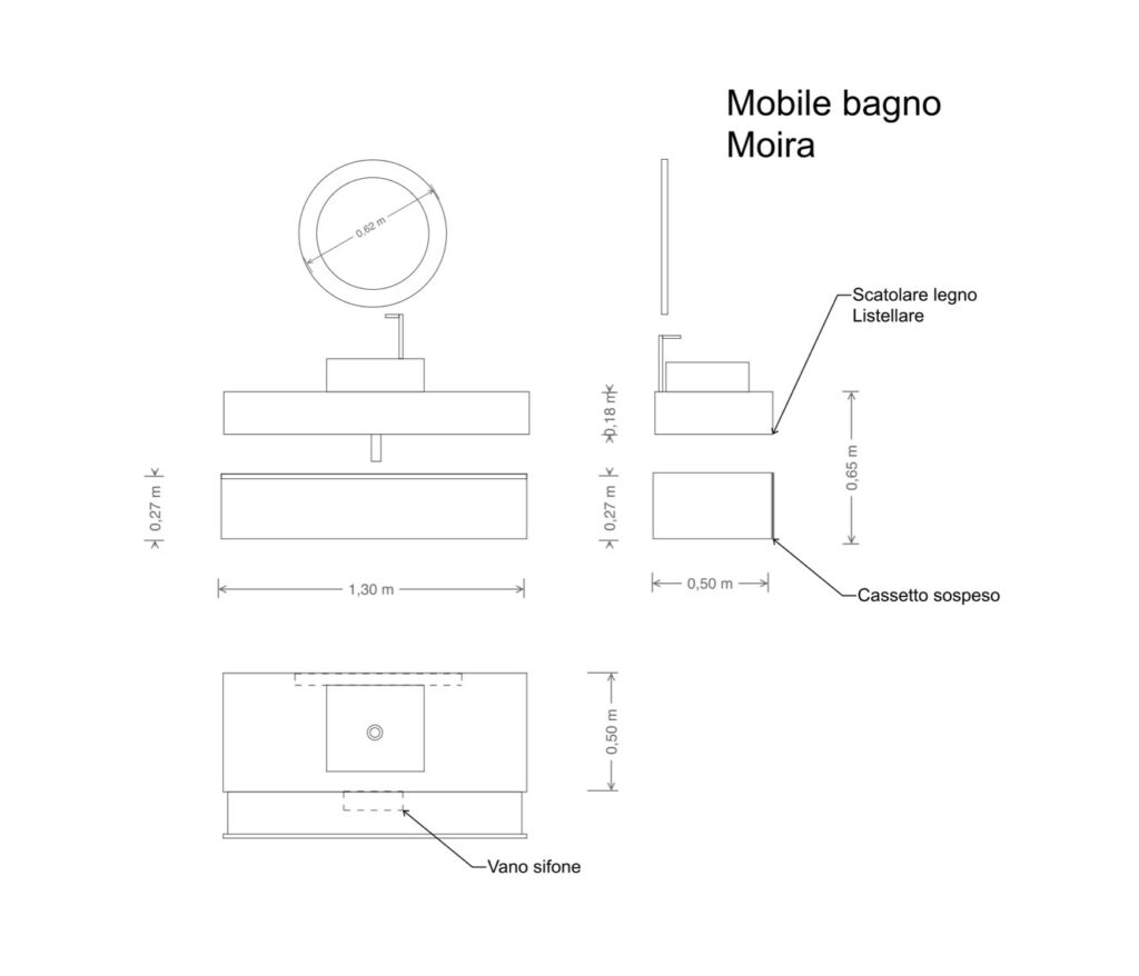 Mobile da bagno mensola sospesa cassetto laccato opaco