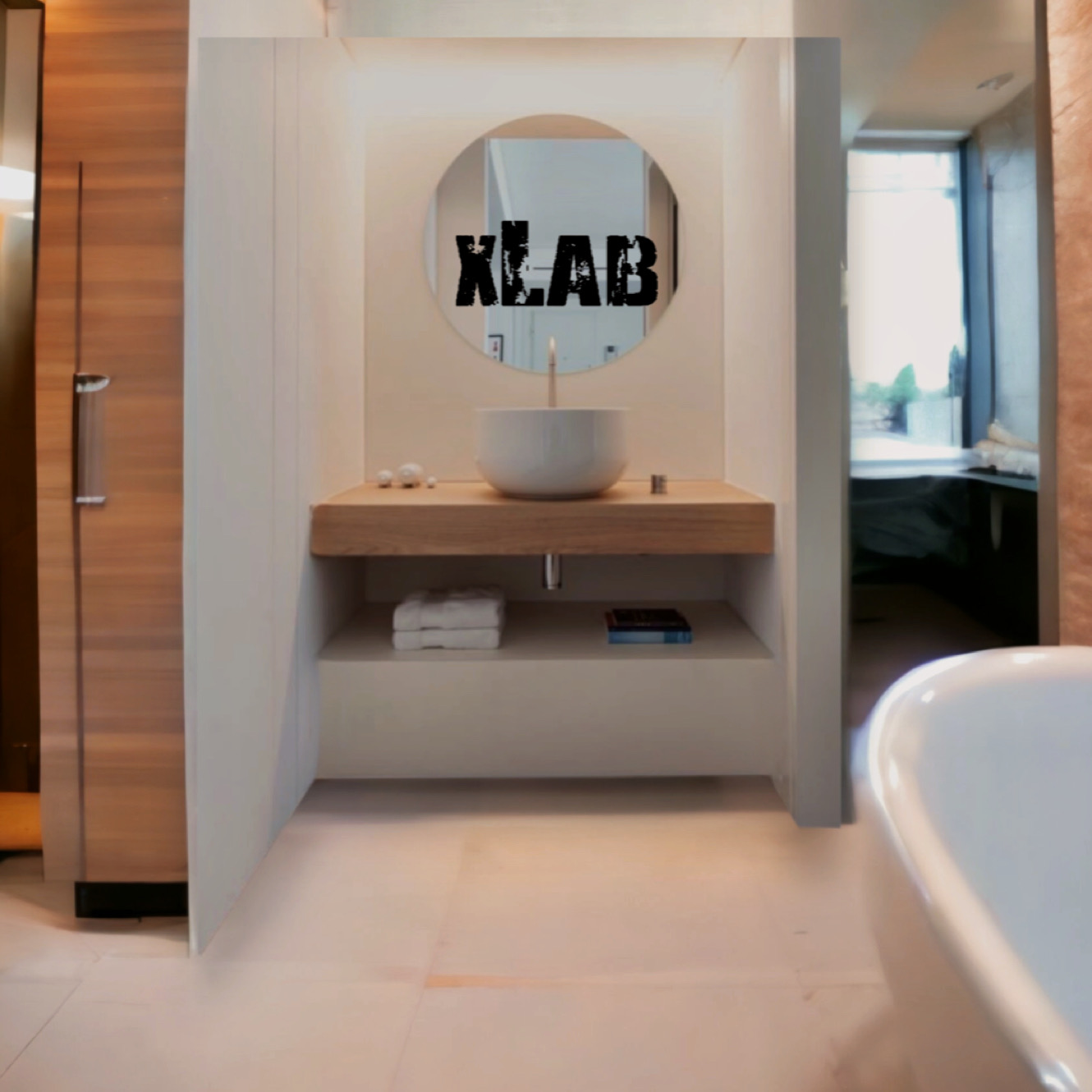 Mobile da bagno design moderno mensola sospesa in legno cassetto sospeso  mod Moira - XLAB Design