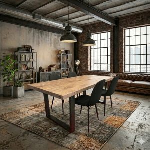 Tavolo da pranzo in legno massello stile industriale 200 × 100 gambe in ferro grezzo