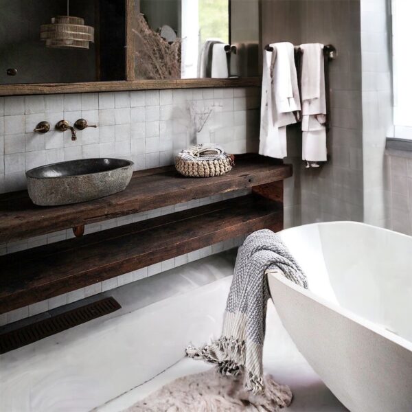 Xlab mensole da bagno in legno massello per lavabo in appoggio