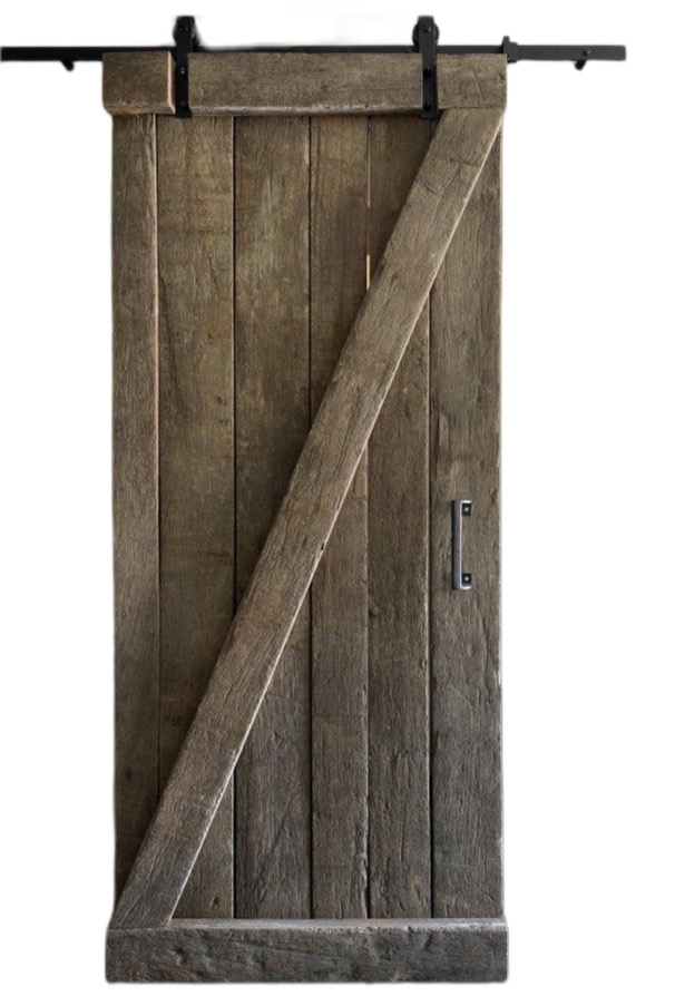 Porta scorrevole in legno esterno muro stile industriale binario