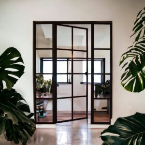 Parete porta e divisorio industriale ferro e vetro 250×270 cm – Personalizzabile su misura