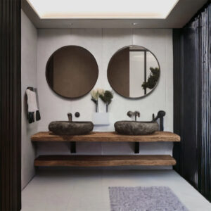 Doppia mensola in legno massello per lavabo da appoggio – 160 x 50 cm arredare il bagno online