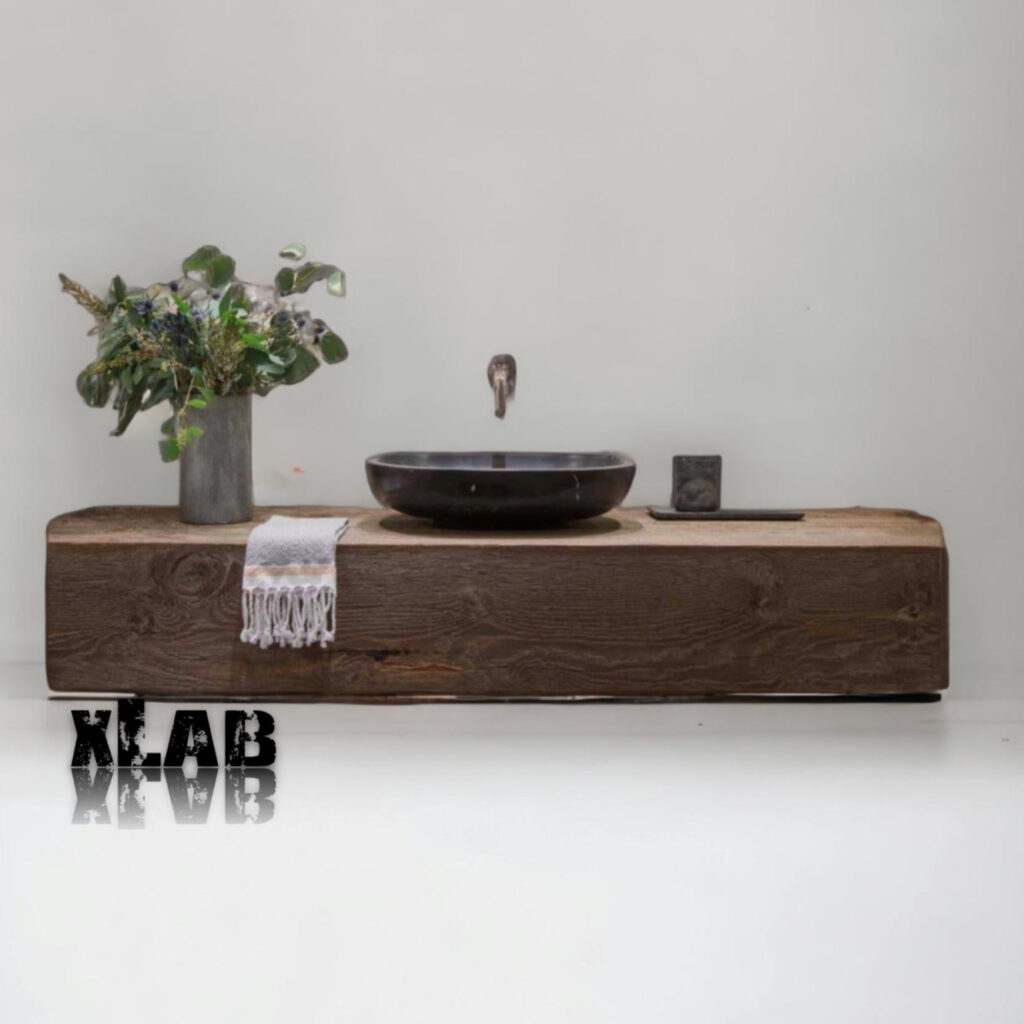 Arredo bagno mensola trave in legnio