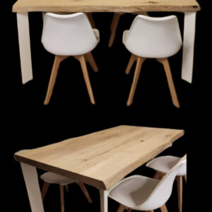 Offerta in sconto -40% – tavolo in legno massello gambe in ferro + 4 sedie minimal Omaggio
