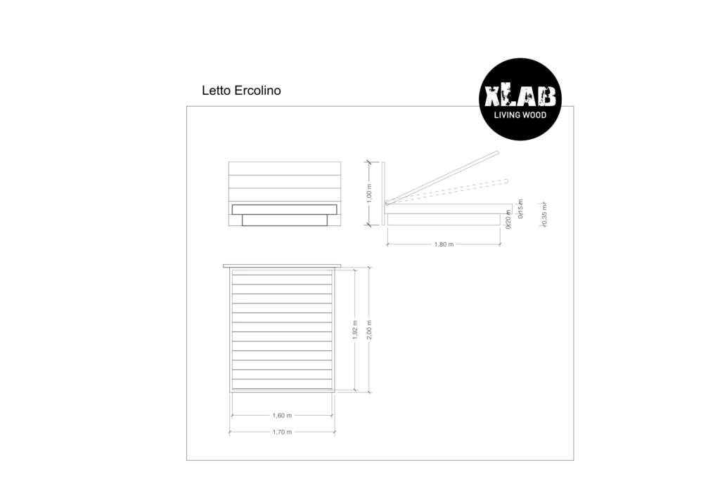 letto contenitore in legno massello