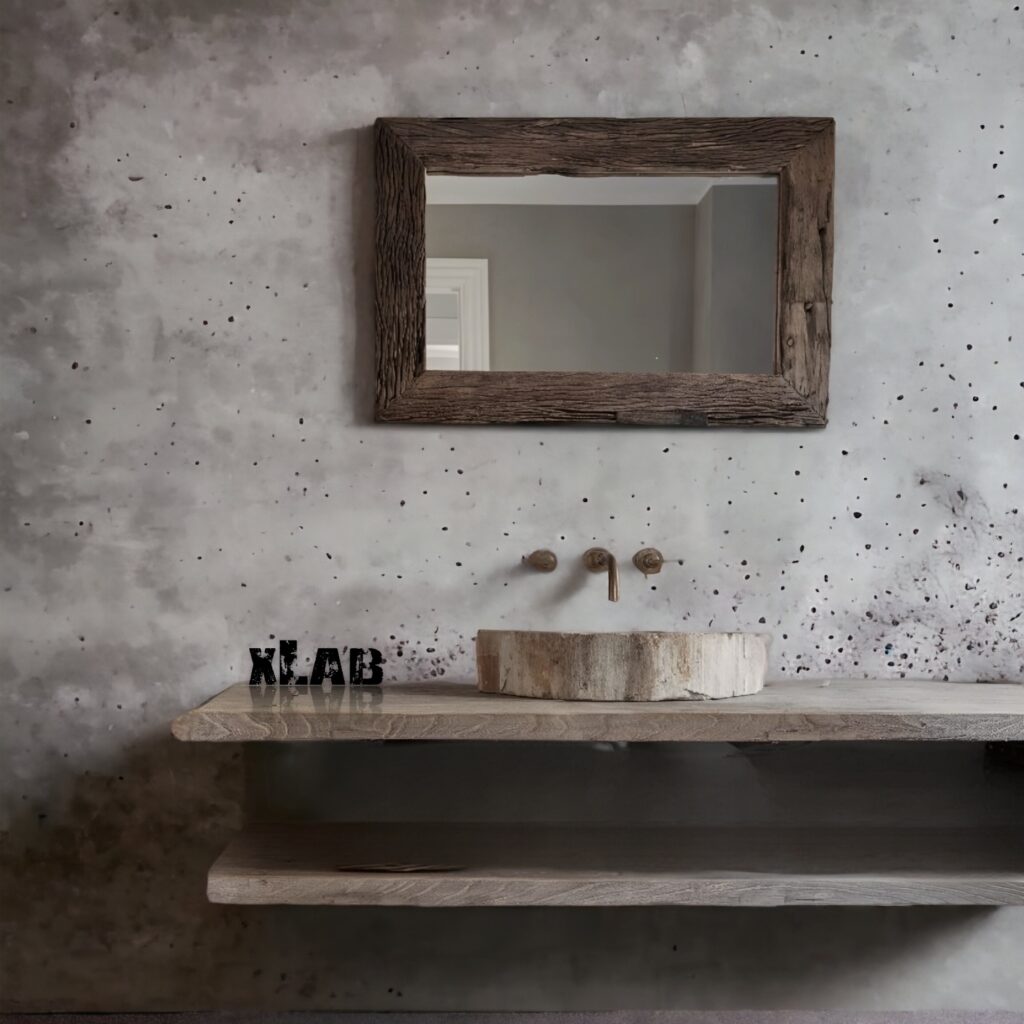 Mensole in legno massello grezzo per lavabo da appoggio