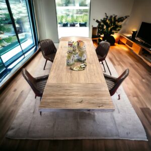 Tavolo allungabile in legno antico stile industriale gambe in ferro ruggine 200 x 100 fino a 300 cm