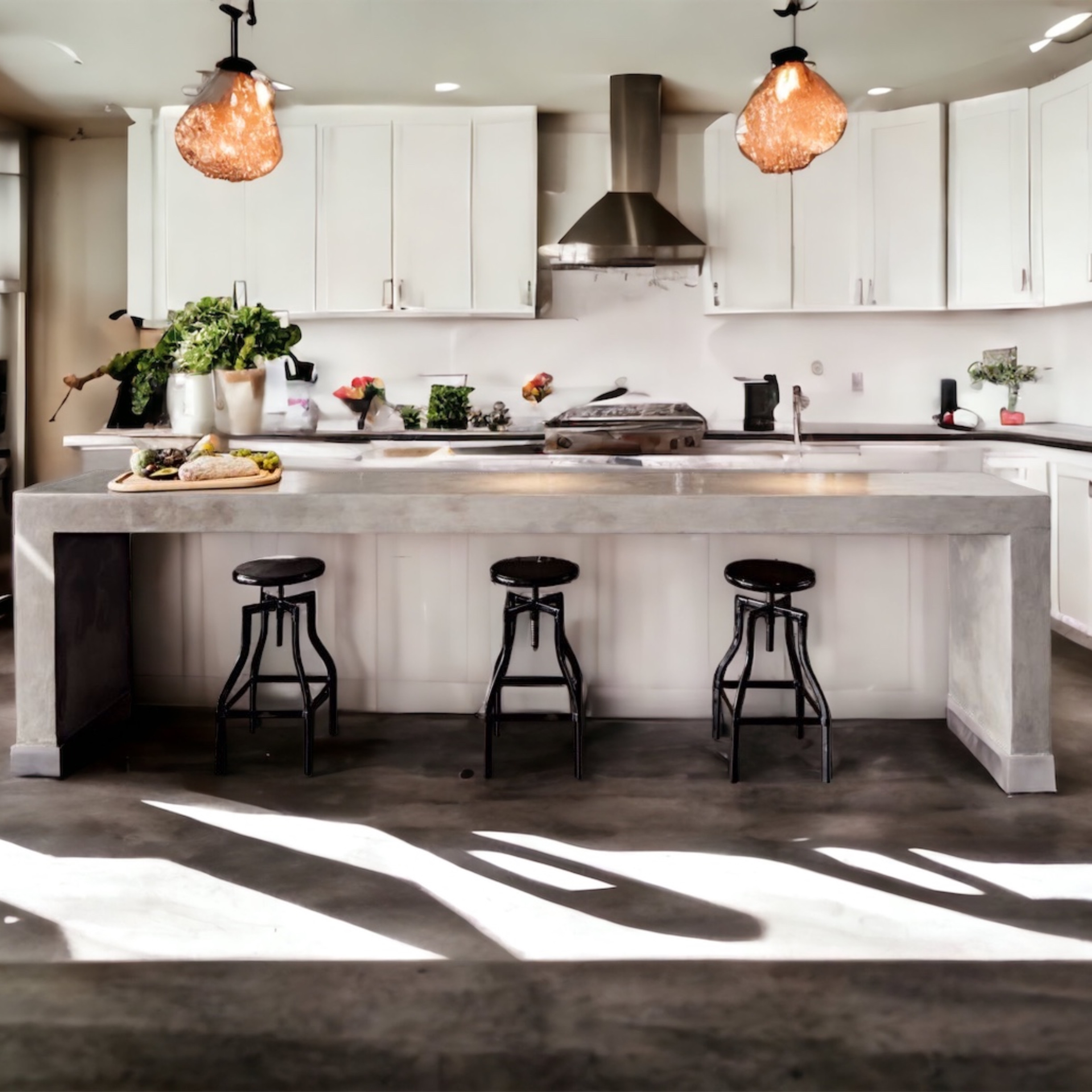 Isola cucina luxury effetto cemento banco di lavoro professionale dal  design industriale L 250 x 120 H 90 - XLAB Design
