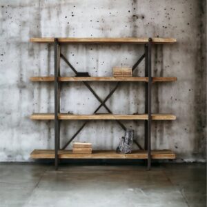 Mobile libreria stile industriale legno e ferro L 140 H 160 P40 cm – Camelot
