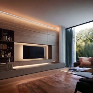 Parete attrezzata da soggiorno Luxury design moderno in legno noce nazionale – Porta TV L 360 H 240 P 50 cm