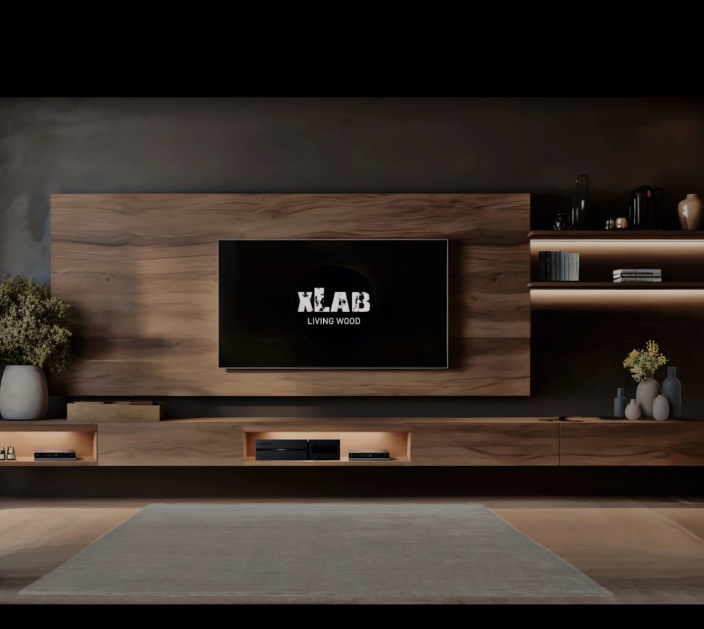Parete attrezzata porta TV in legno noce nazionale design moderno