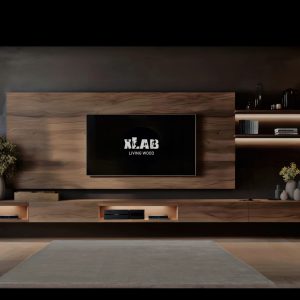 Parete attrezzata porta TV in Noce nazionale: Fusione di design moderno e funzionalità artigianale