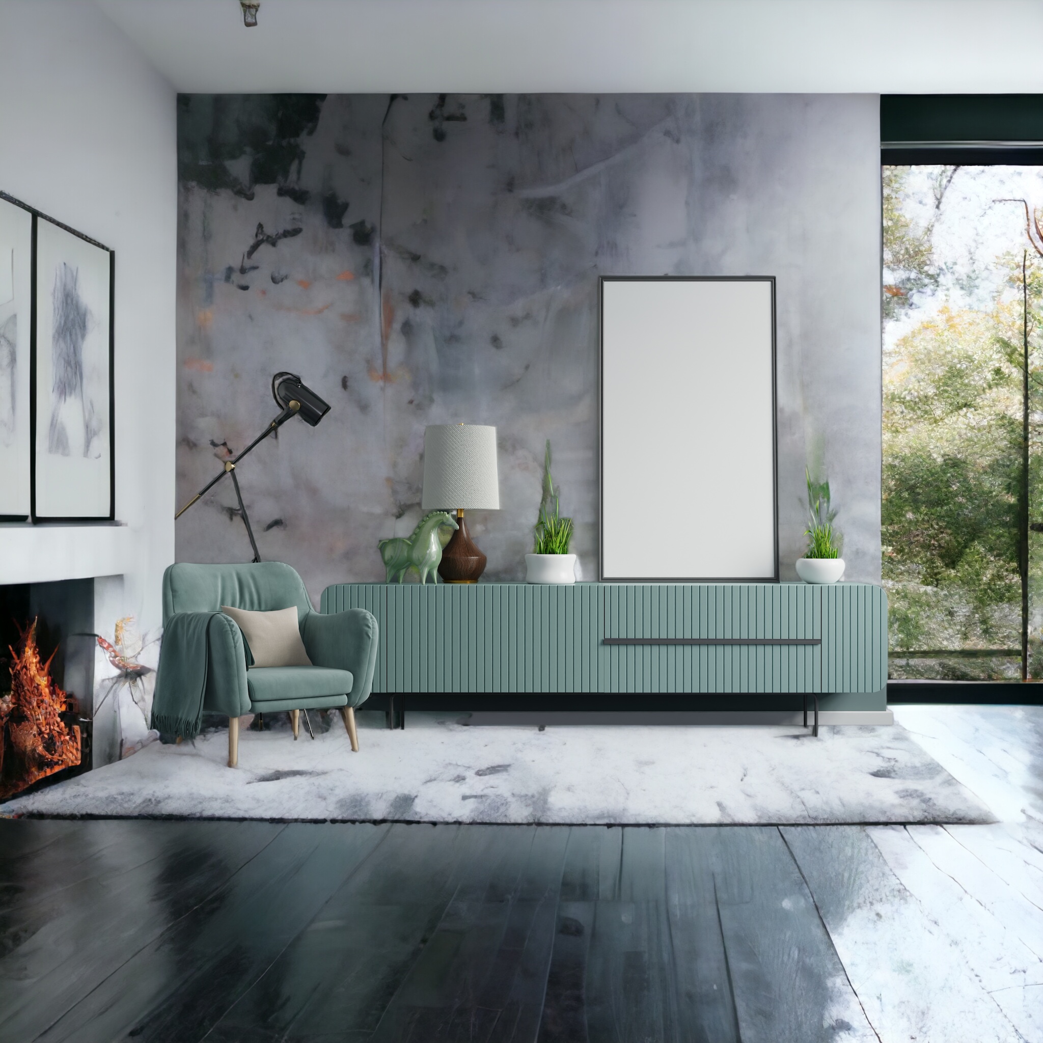 Credenza vintage in stile tiffany blu laccato - Eleganza e funzionalità per  il Living Moderno - XLAB Design