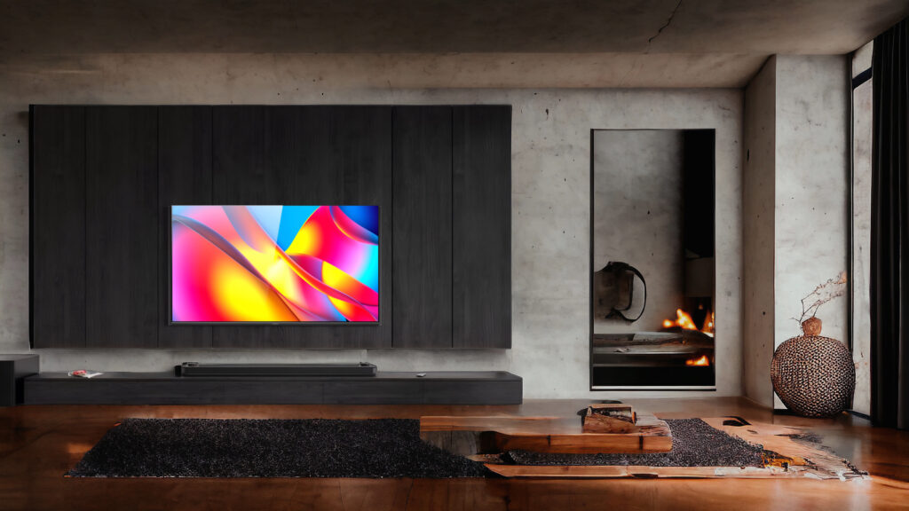 mobile TV frassino nero parete attrezzata minimalista