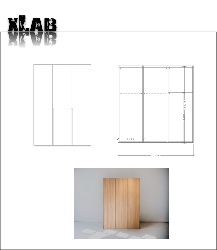 Scheda tecnica misure armadio Xlab rovere