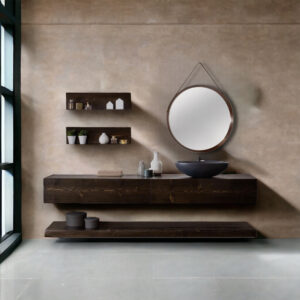 Mobile da bagno cassetto in legno sospeso con lavabo e mensola L 180 x 45 cm