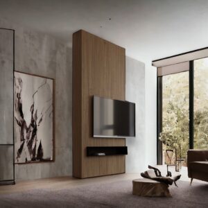 Porta TV Verticale in Legno Rovere – Design Innovativo e Funzionale