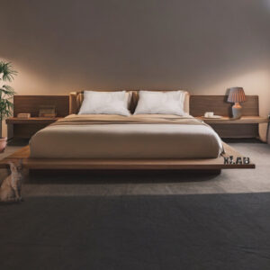 Ethereum letto matrimoniale in legno King size mensole comodino e rete a doghe omaggio