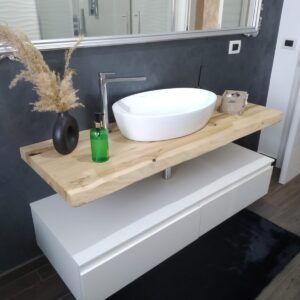 Mobile arredo bagno mensola per lavabo e cassetto sospeso bianco L 140 x 50 cm – Diana