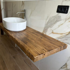 Mensola bagno in legno massello per lavabo da appoggio L 140 x 50 x 6 Old Wood