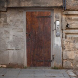 Portone in legno vecchio cardini e cerniere ruggine pezzo unico L 90 H 220 Old door
