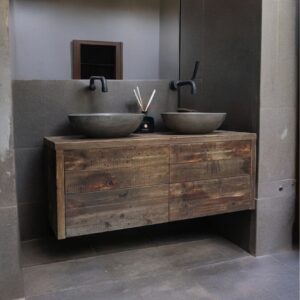 Mobile da Bagno Artigianale legno rustico con 4 grandi cassetti L 160 H60 P50 cm – Telma