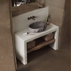 Mobile da Bagno Artigianale Effetto Cemento e Legno stile rustico per casale