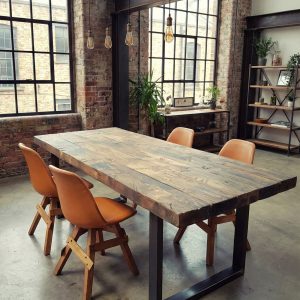 Tavolo da pranzo Ferguson effetto legno bruciato 220×90 cm