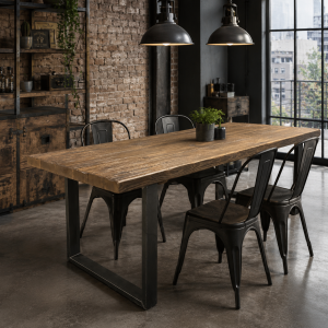 Tavolo da pranzo in stile industriale legno antico gambe in ferro – XLAB Design