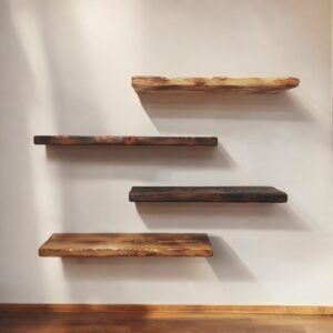 Mensola da Parete in Legno di Larice Massello – effetto rustico in Rovere bruciato o Noce Scuro 100×25 cm