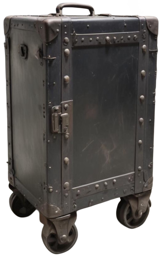 Valigia vintage mobile contenitore con ruote