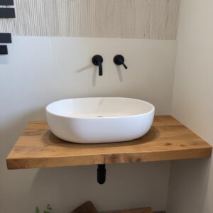 Mensola in legno massello rustico per lavandino da bagno L 80 X 50 X 5 cm – kiki