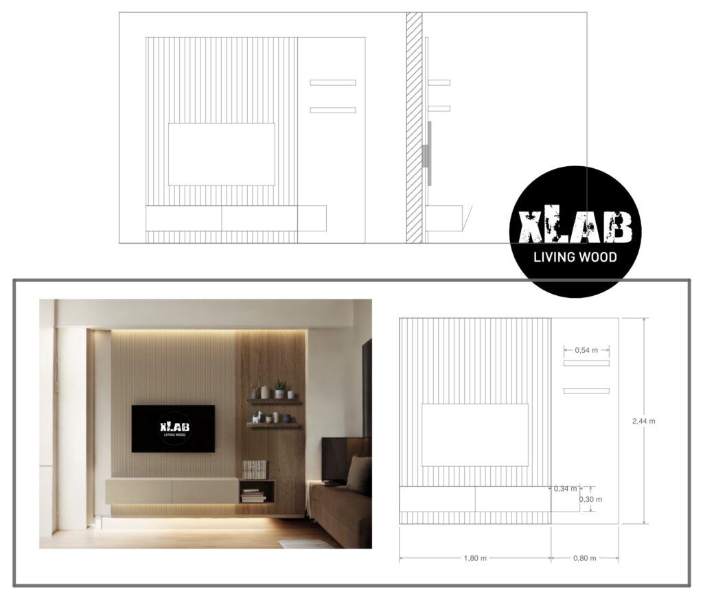 Misure immobili porte TV Xlab parete attrezzata