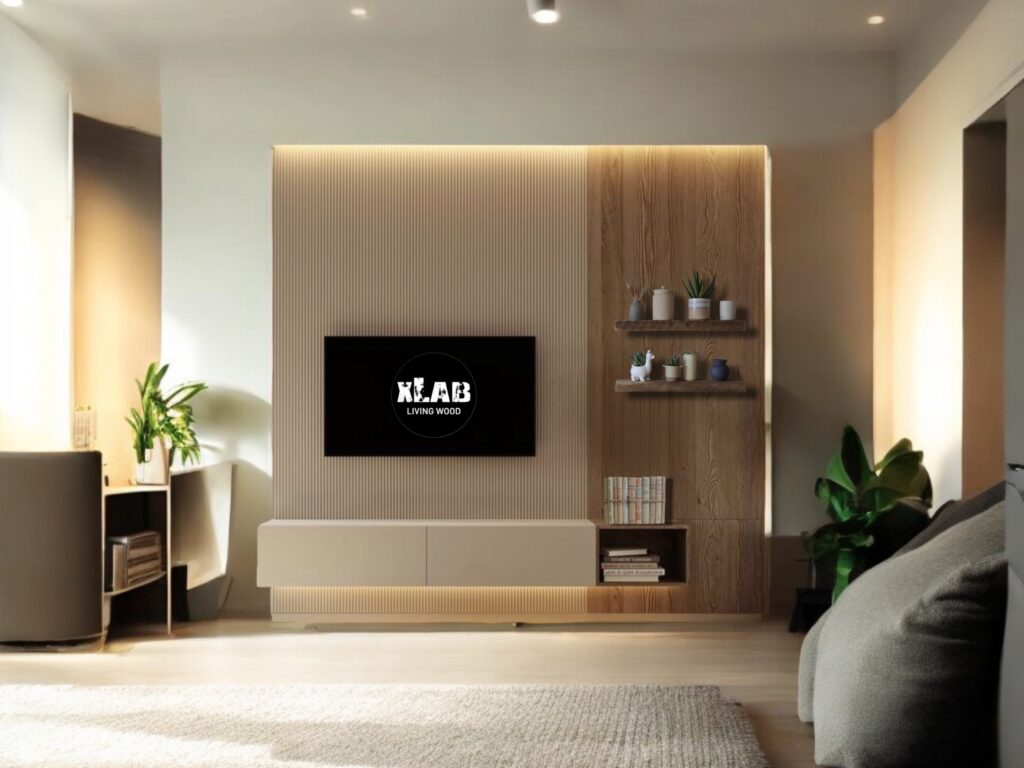 Mobile TV boiserie laccato opaco cassetti sospesi