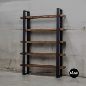 Mobile libreria stile industriale ripiani in legno struttura in ferro – Omar XLAB