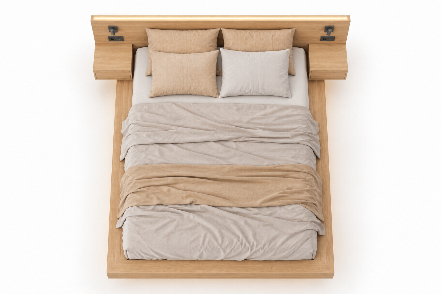 Letto matrimoniale su misura King size legno di rovere rete sospesa in Letto King size rovere artigianali su misura