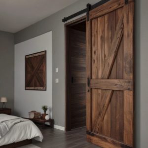 Porta scorrevole con binario in ferro stile industriale