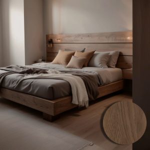 Letto Matrimoniale in Legno Massello di Design testiera a doghe orizzontali – Cortina