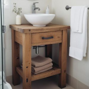 Mobile da Bagno in Legno Massello per Bagno Piccolo – Stile Industriale Tom