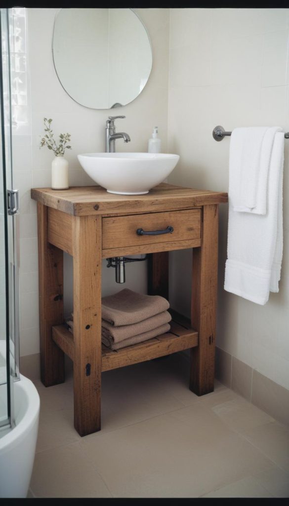 Piccolo mobile da bagno in legno massello s’
