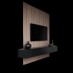 Porta TV boiserie, listelli di legno verticali