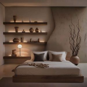 Letto King Size Zen con Contenitore in Legno Massello – Design Minimal Giapponese