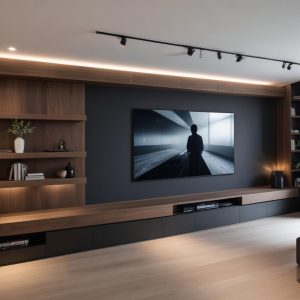 Parete attrezzata design moderno in legno noce nazionale porta TV 100 pollici