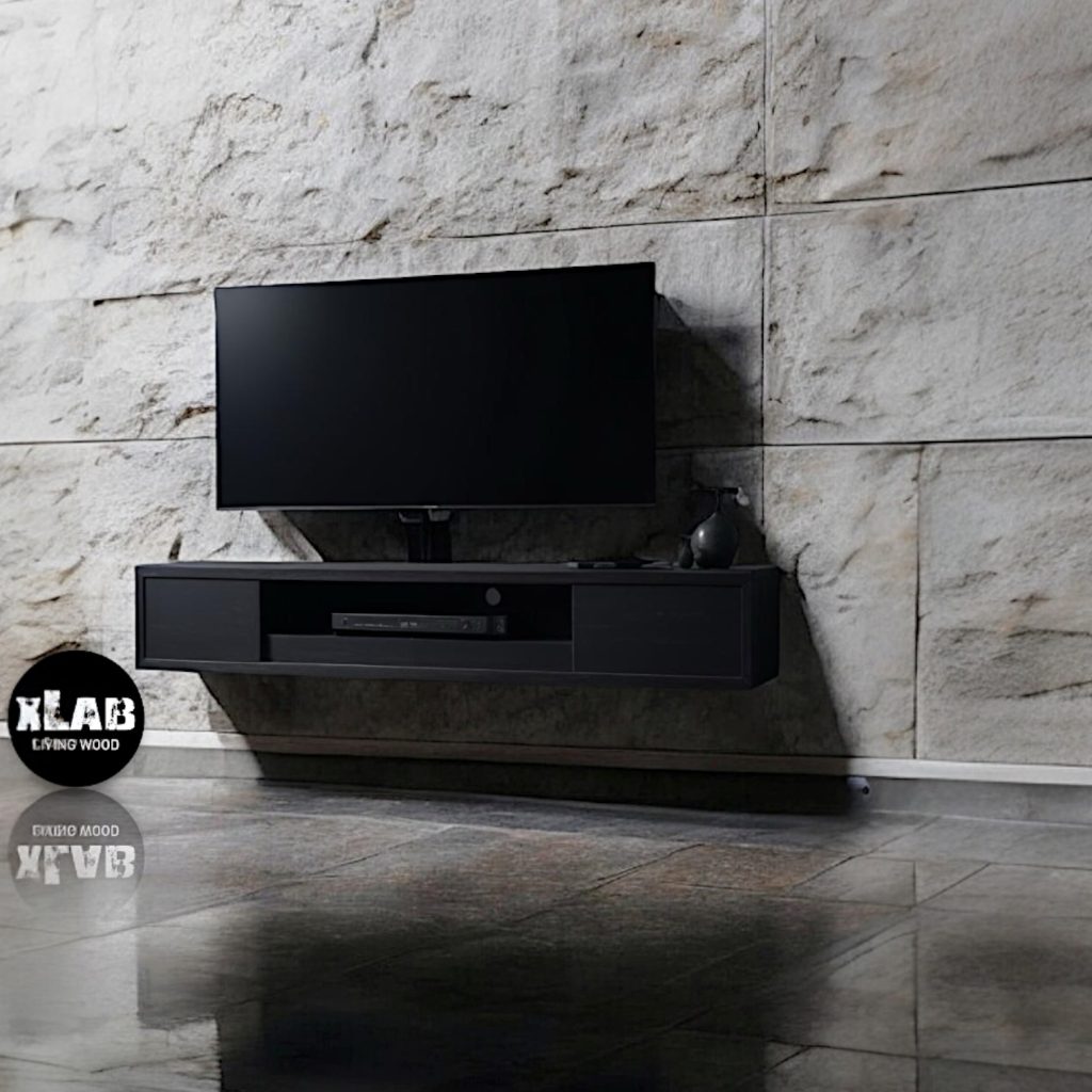Mobile nero porta Tv sospeso XLab DESIGN