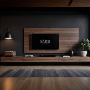 Parete Attrezzata Mobile TV in Legno con Cassetti Sospesi e TV Integrata