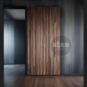 Porta Scorrevole in Legno Massello con Binario Nascosto Ghost – listelli in legno Design Unico