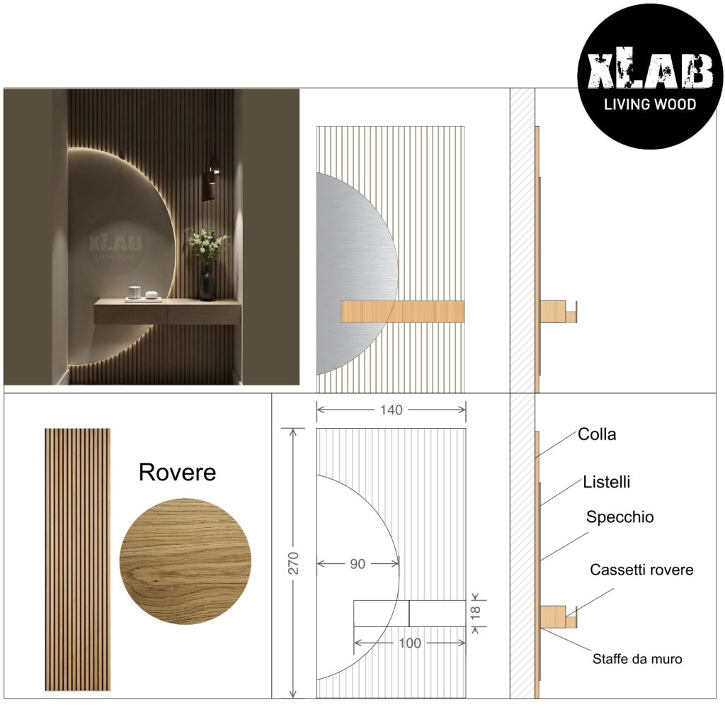 Ingressi listelli rovere e cassetto misura 