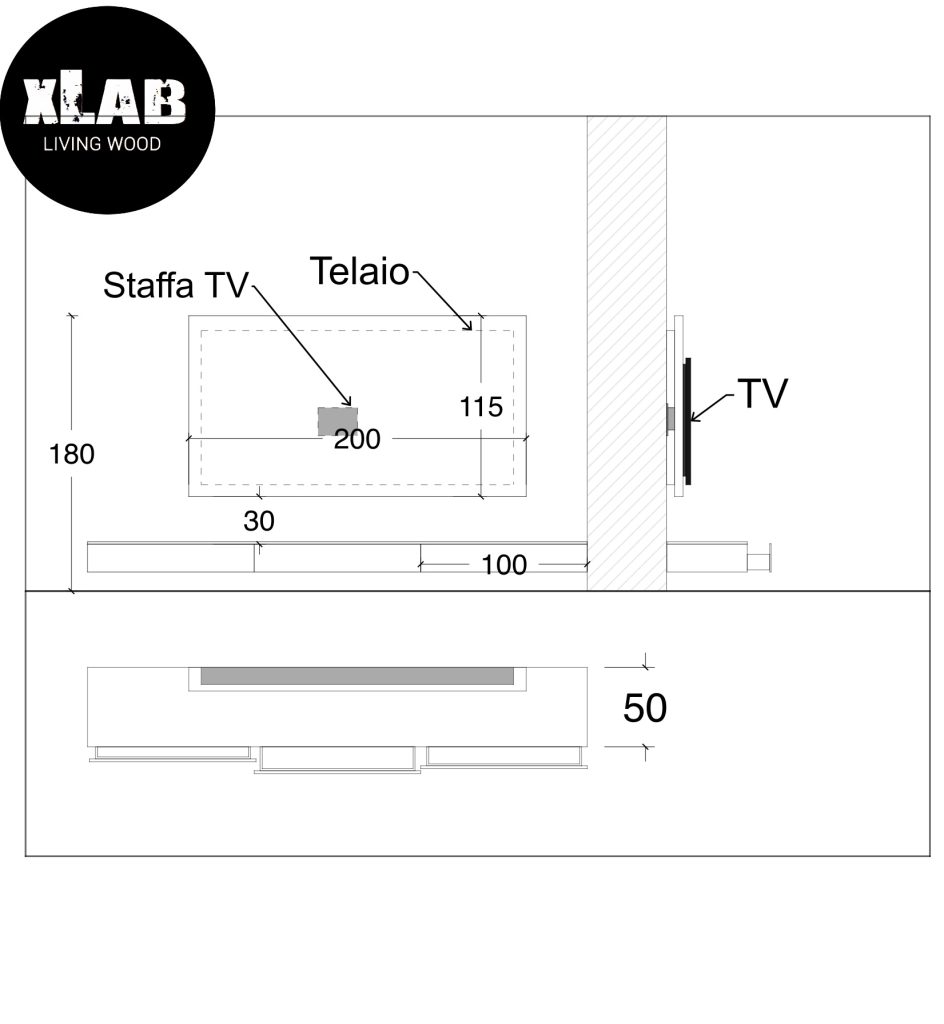 Attrezzata bottiglie porta TV in legno